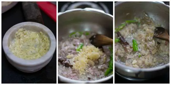 Tomato-Rice-with-Coconut-Milk-in-Pressure Cooker-garlic