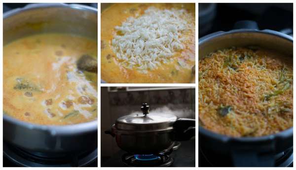 Tomato-Rice-with-Coconut-Milk-in-Pressure Cooker-steam