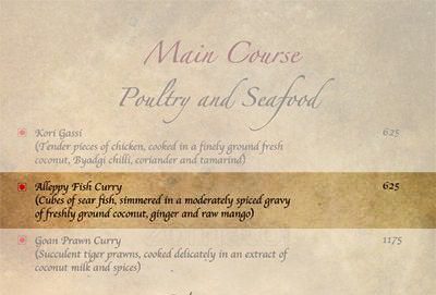 Karavalli Menu
