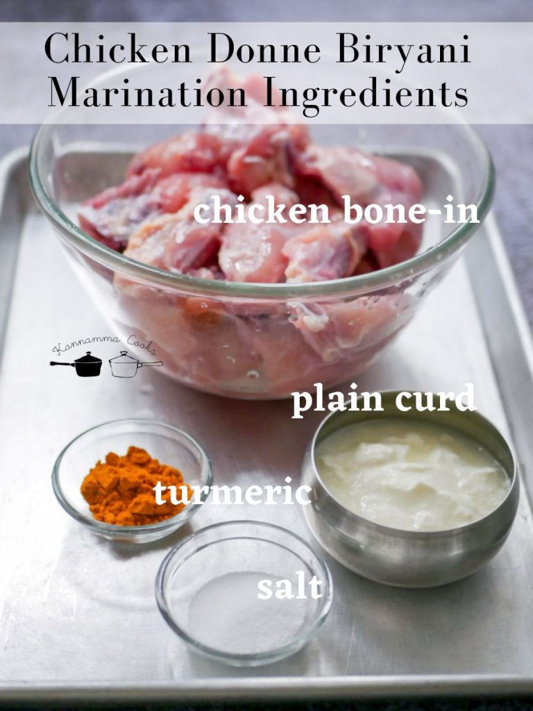 Chicken Donne Biryani Marination Ingredients