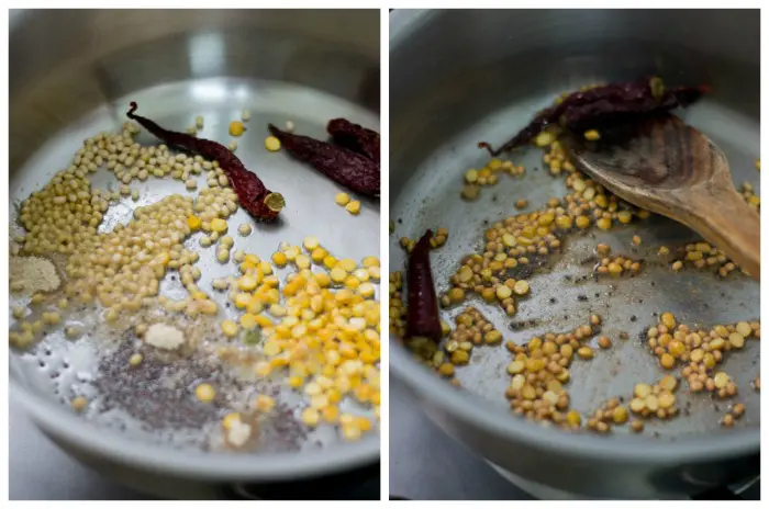 ridge-gourd-thogayal-tempering